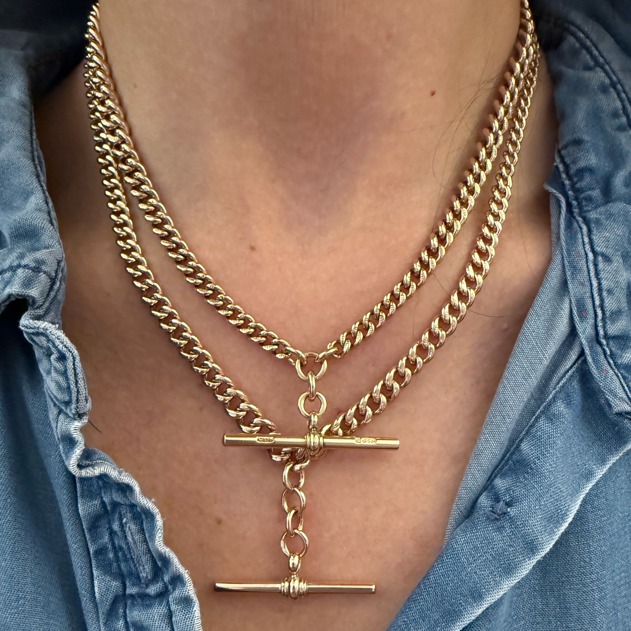 Excellent Antique 9ct Double Albert Chain - Image 11