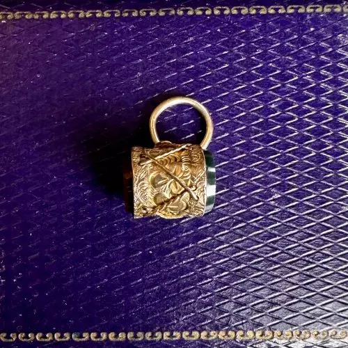 Antique 9ct Gold Drum Charm Pendant