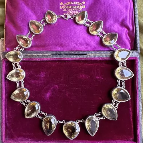 Silver & Pear Cut Citrine Statement Necklace