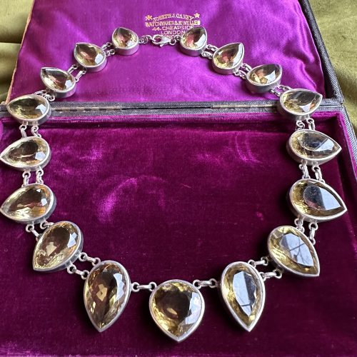 Silver & Pear Cut Citrine Statement Necklace