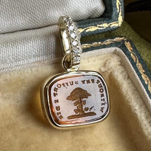 Without Thy Support I Die 14ct Gold Pendant With Diamond Bail