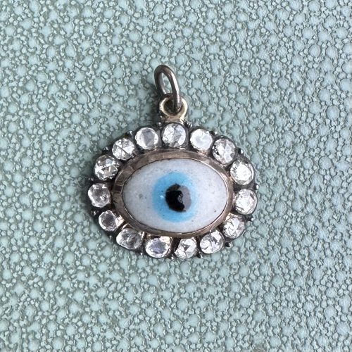 Antique/Early Vintage Silver & Diamond Evil Eye Pendant