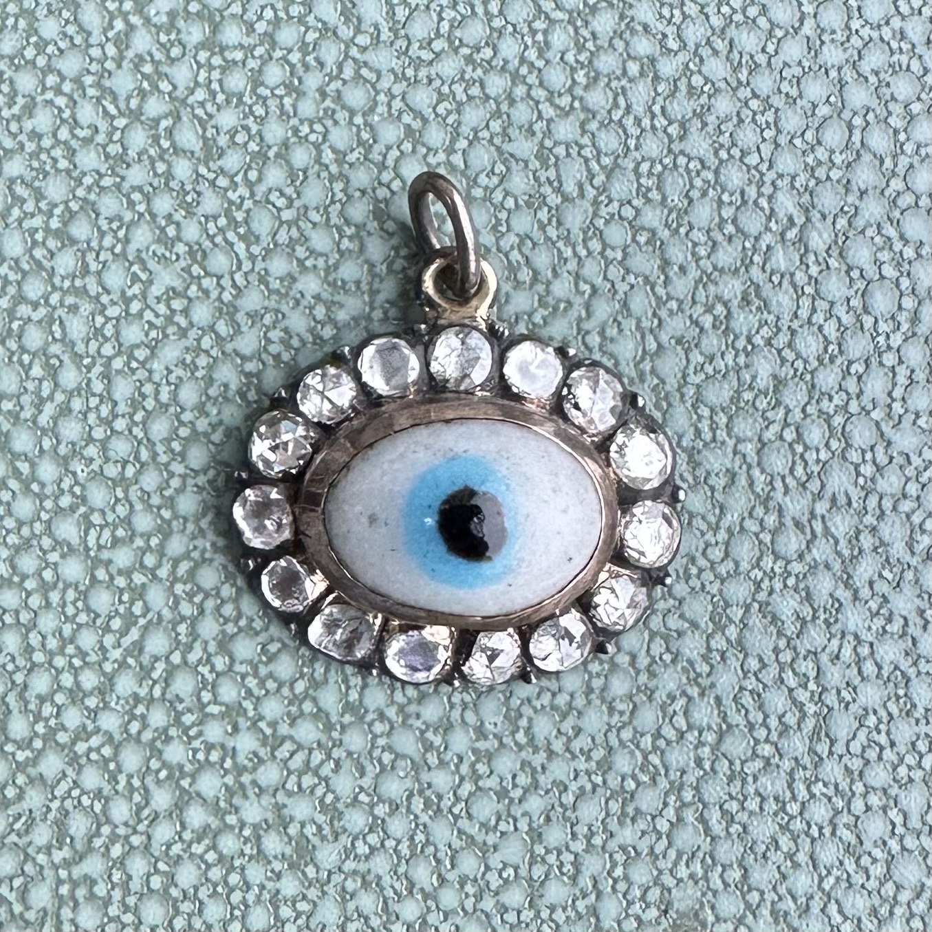 Antique/Early Vintage Silver & Diamond Evil Eye Pendant - Image 2