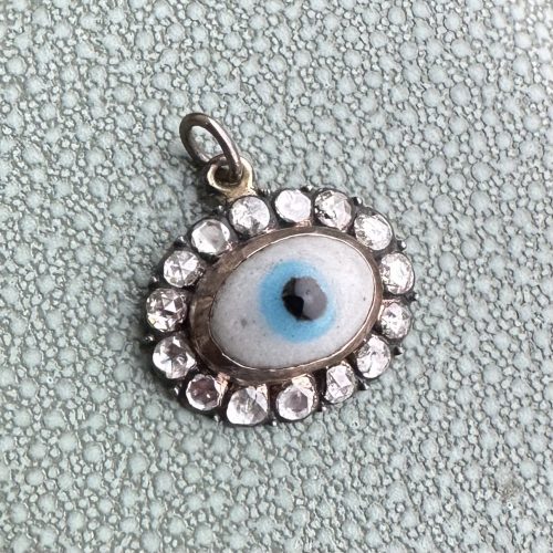 Antique/Early Vintage Silver & Diamond Evil Eye Pendant