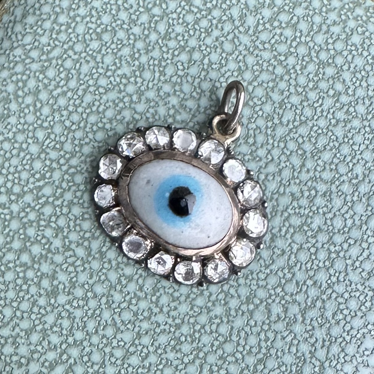 Antique/Early Vintage Silver & Diamond Evil Eye Pendant - Image 3