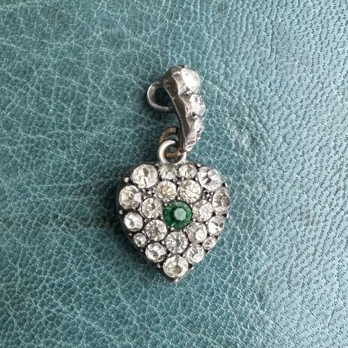 Antique Silver & Paste Heart Pendant