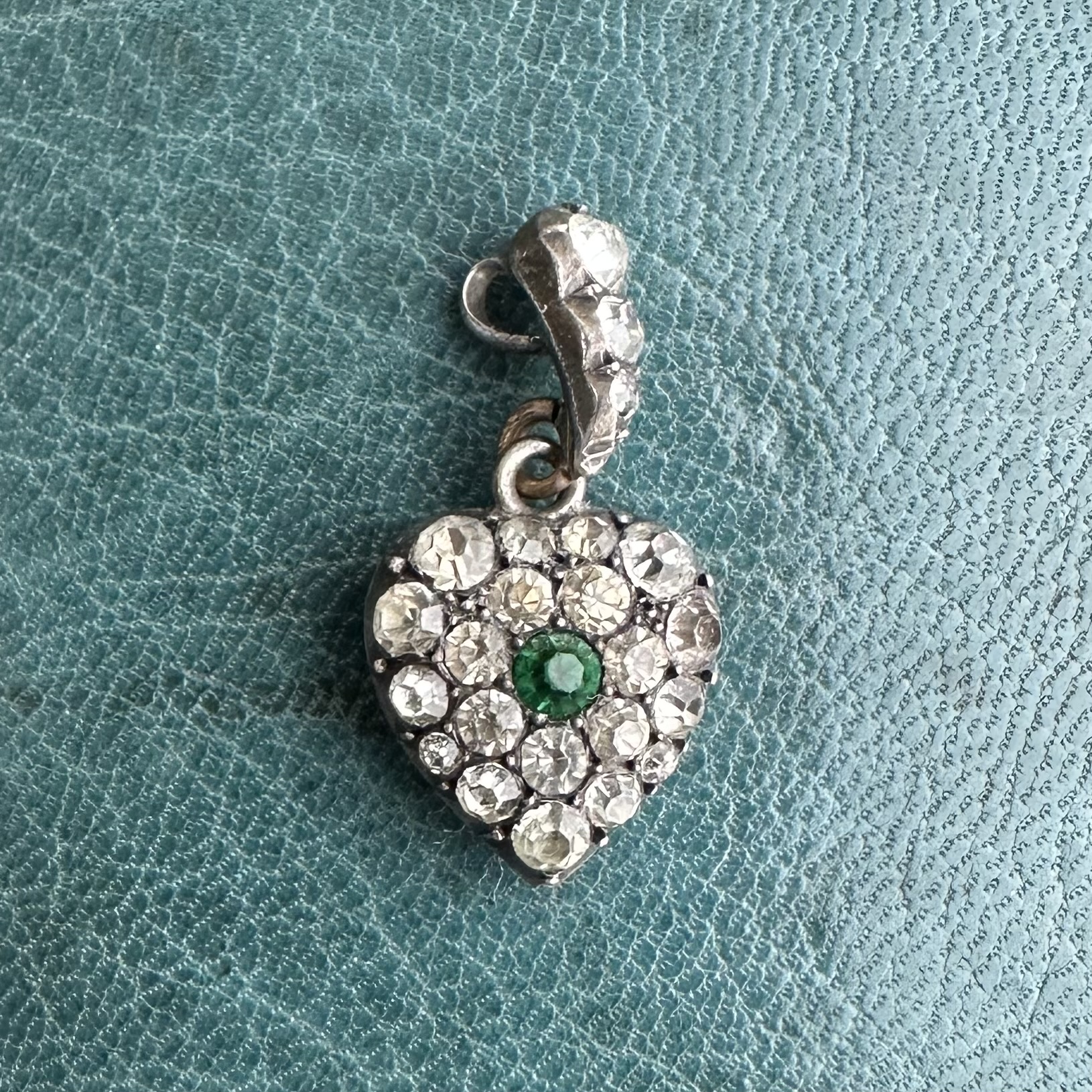 Antique Silver & Paste Heart Pendant