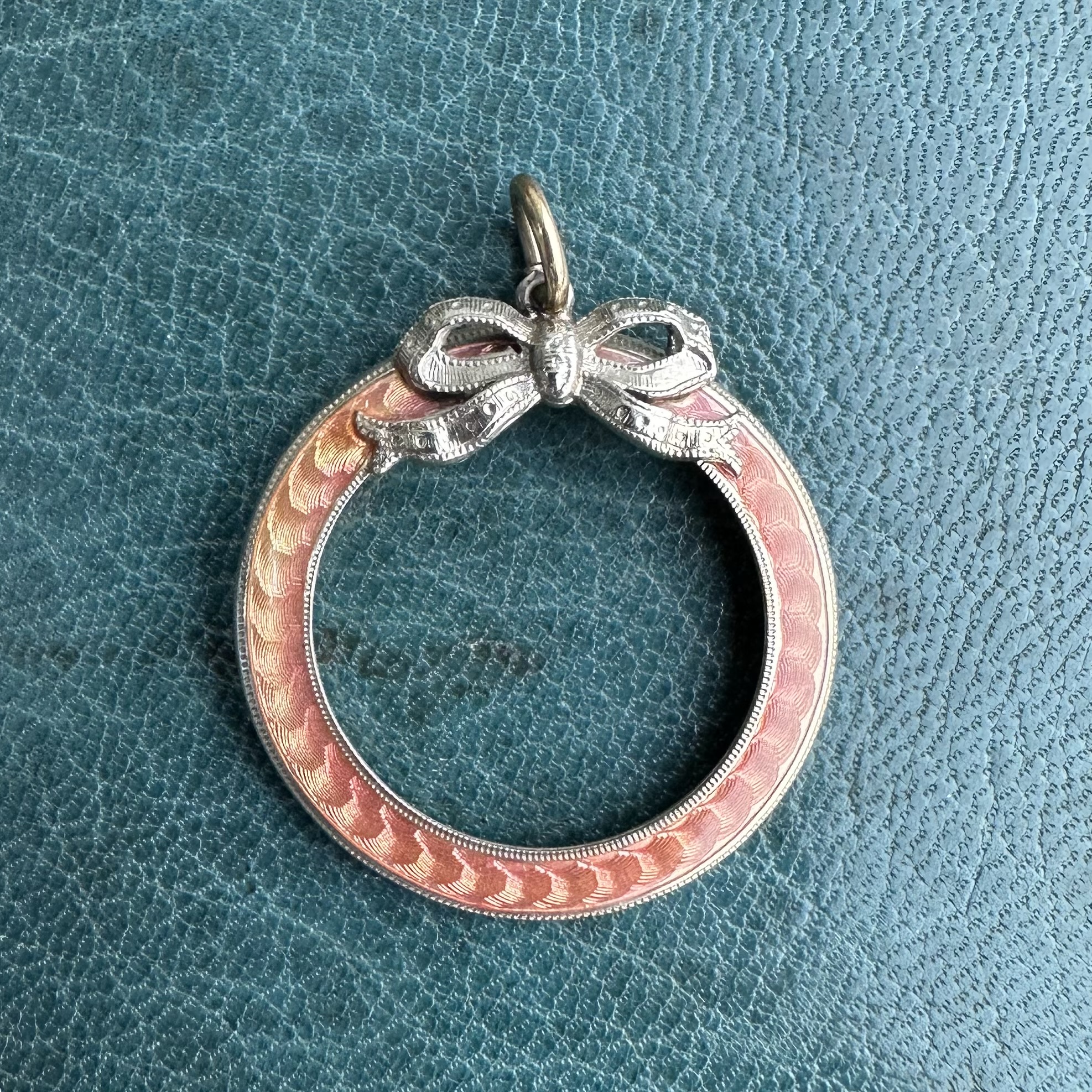 Antique 14ct Gold, Silver & Guilloche Enamel Pendant