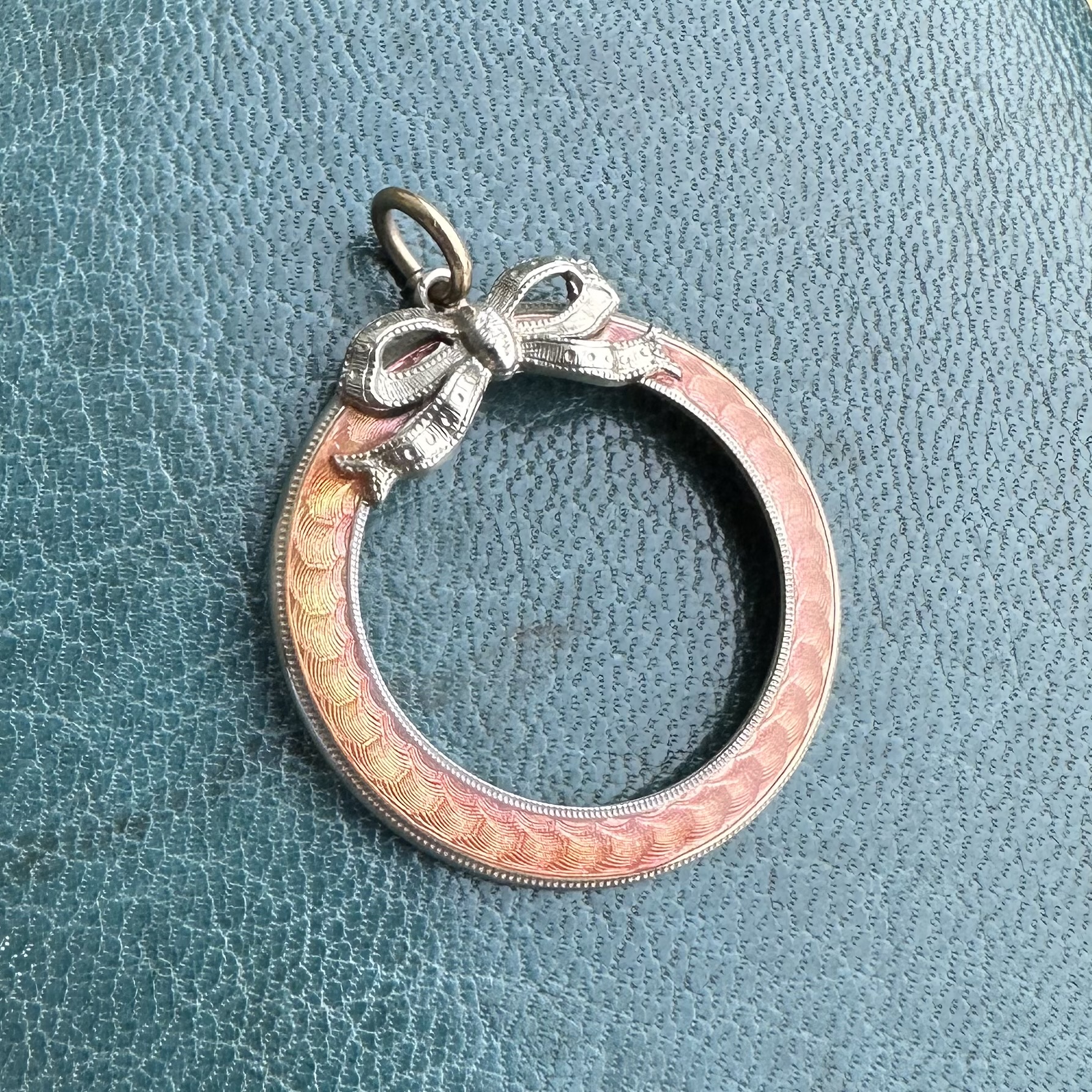 Antique 14ct Gold, Silver & Guilloche Enamel Pendant - Image 3