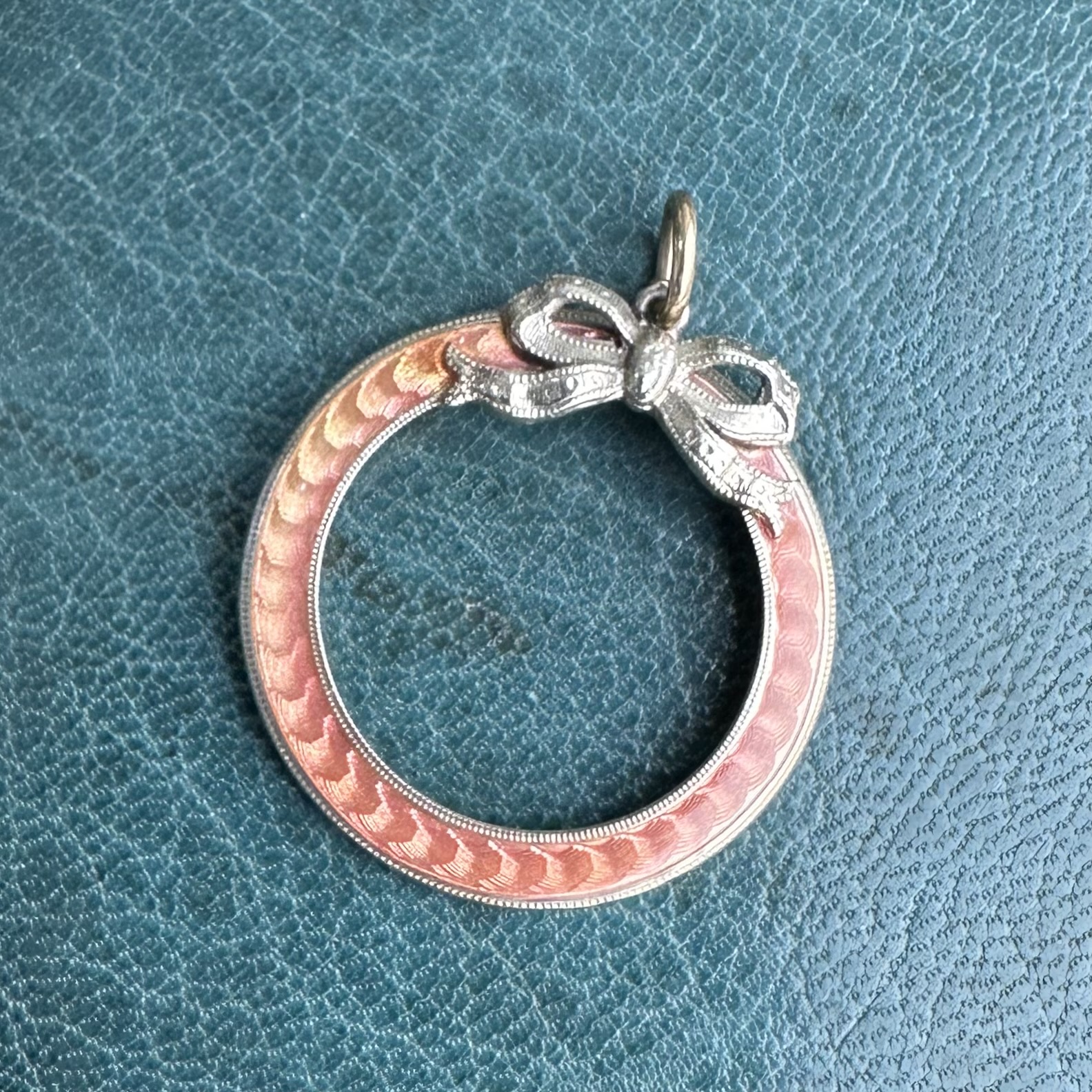 Antique 14ct Gold, Silver & Guilloche Enamel Pendant - Image 4