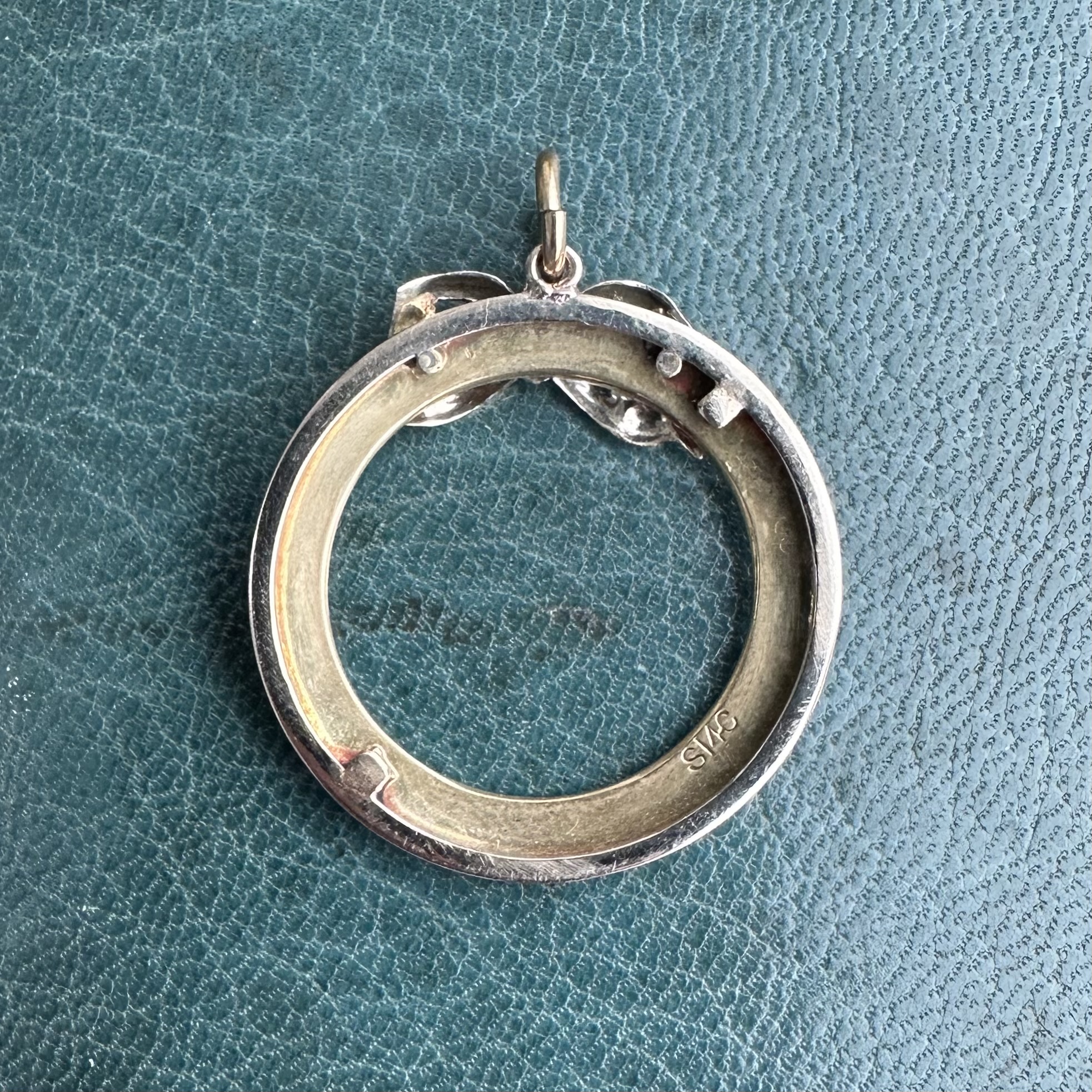 Antique 14ct Gold, Silver & Guilloche Enamel Pendant - Image 5