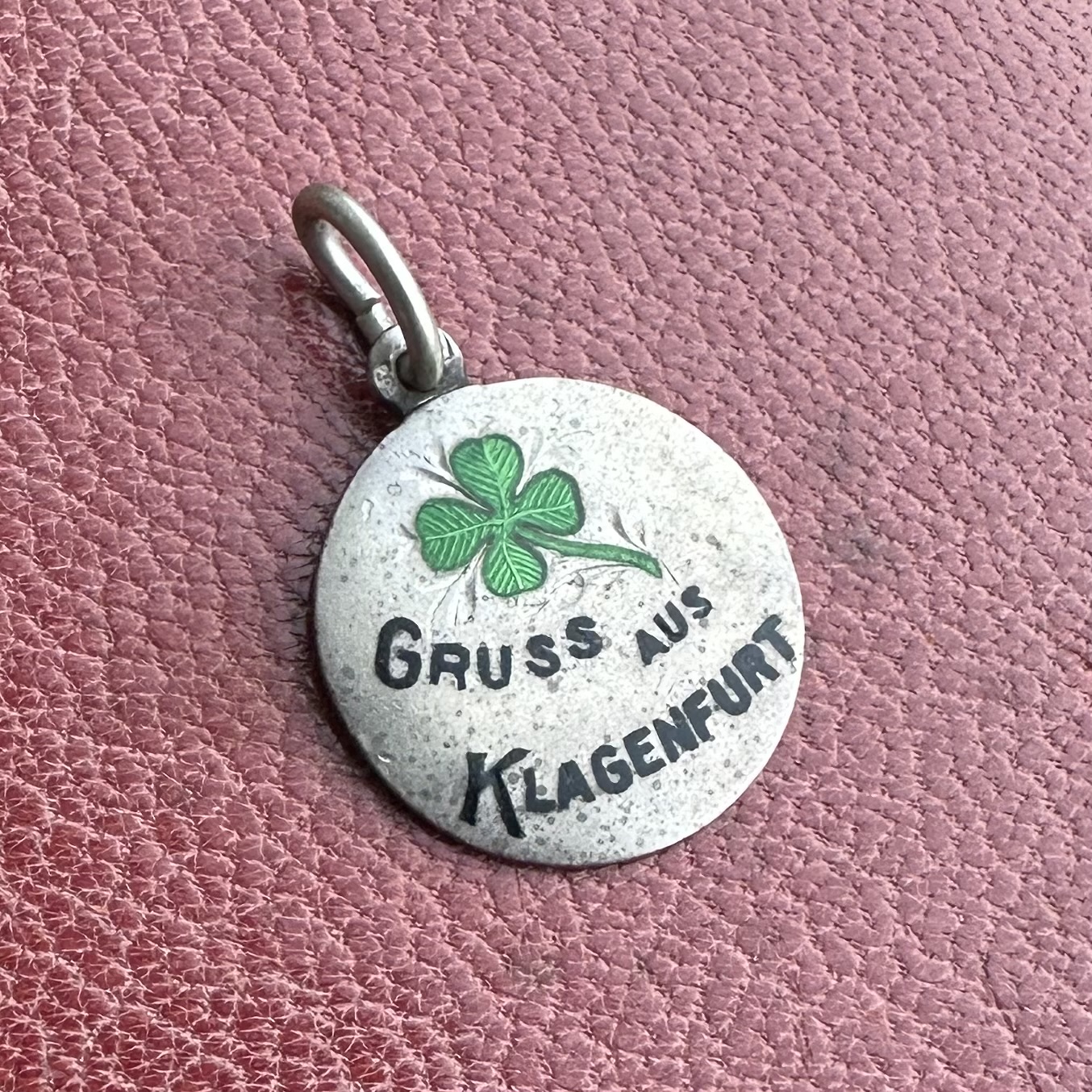 Antique Art Nouveau Silver & Enamel Four Leaf Clover Pendant