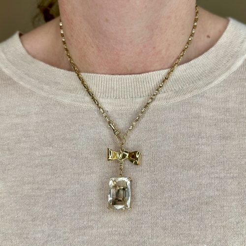 Vintage 18ct Bow & Citrine Pendant