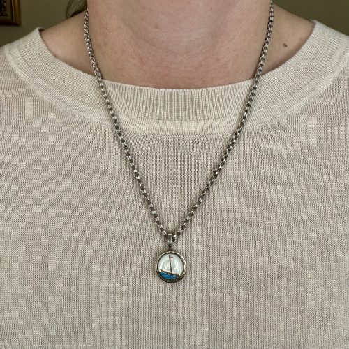 Vintage Silver Essex Crystal Yacht Pendant