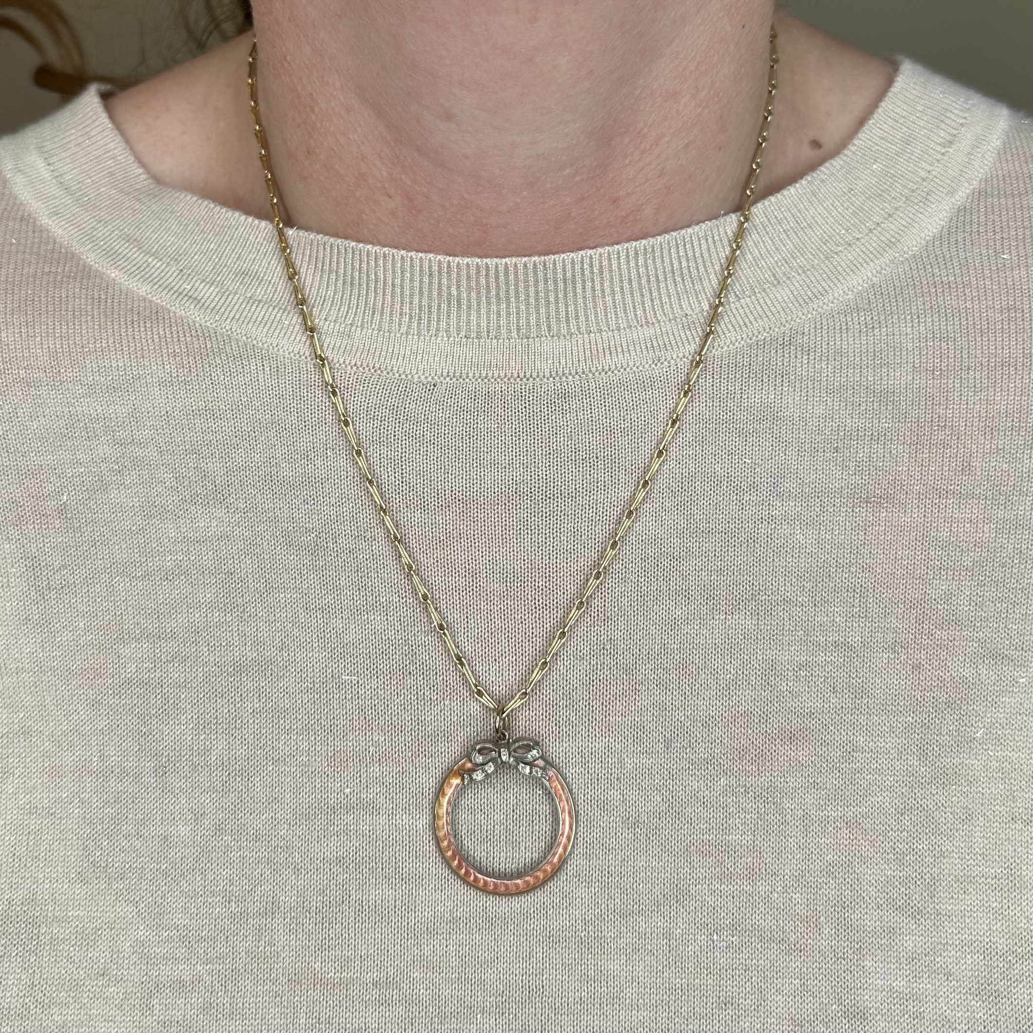 Antique 14ct Gold, Silver & Guilloche Enamel Pendant - Image 2