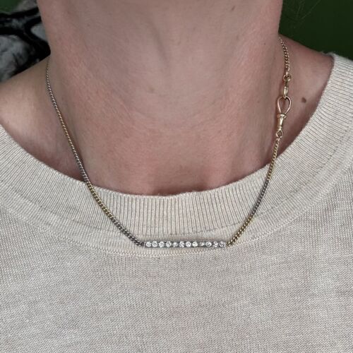 Exquisite Diamond Bi-Colour Watch Chain