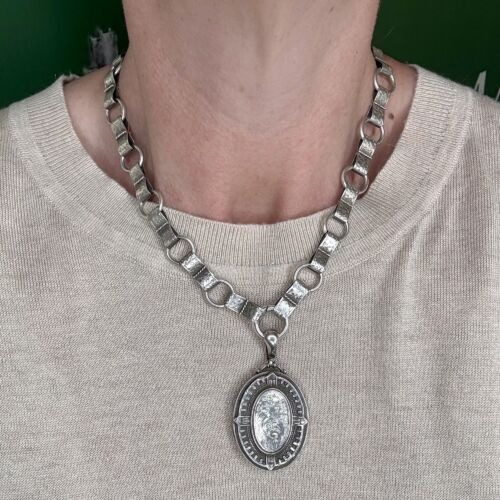 Statement Silver Victorian Book Chain & Locket