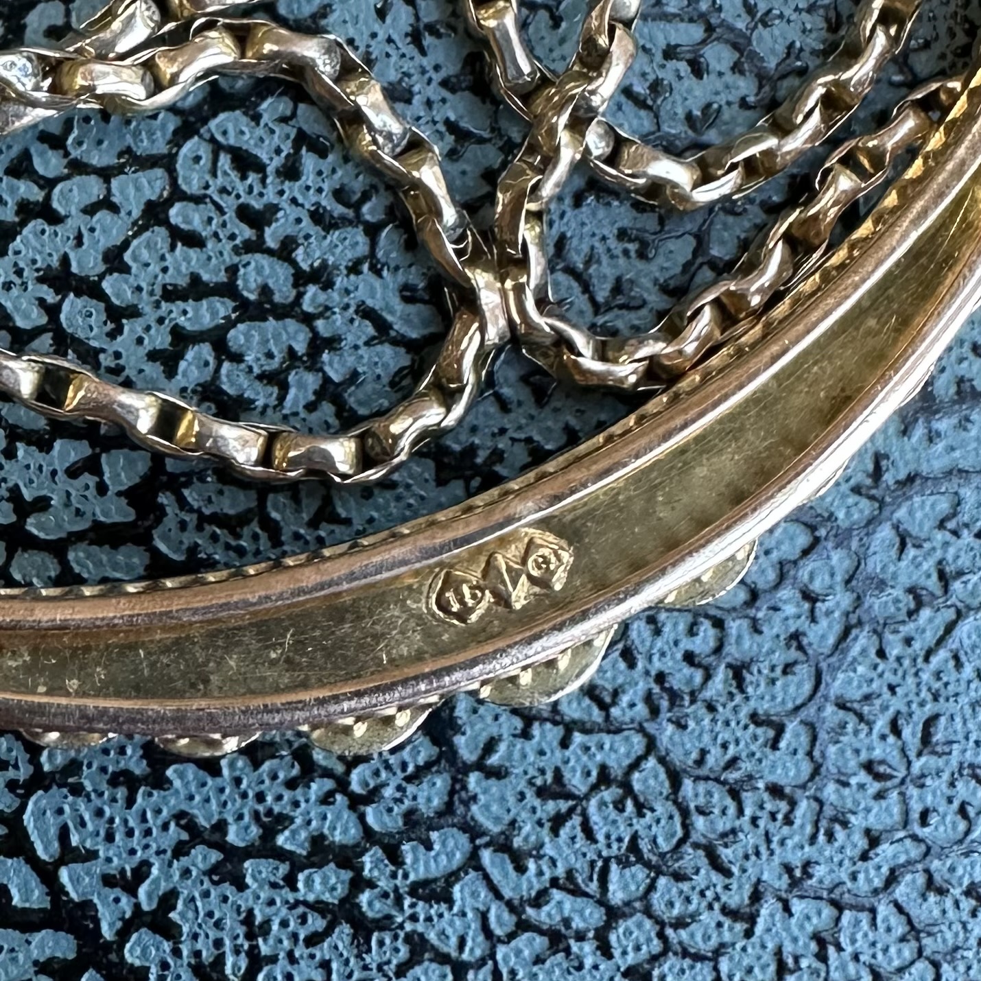 Antique 15ct Gold & Pearl Crescent Necklace - Image 7