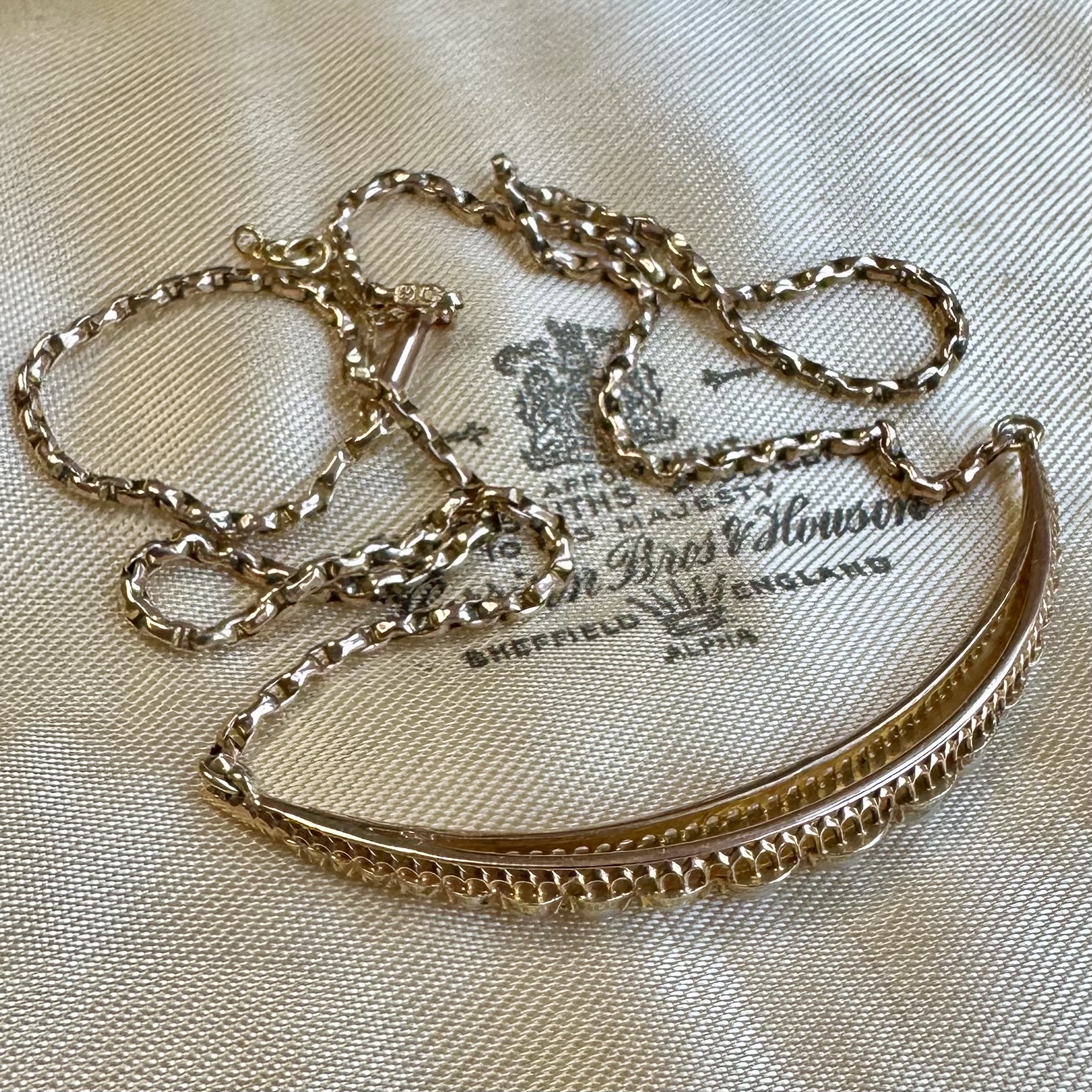 Antique 15ct Gold & Pearl Crescent Necklace - Image 10