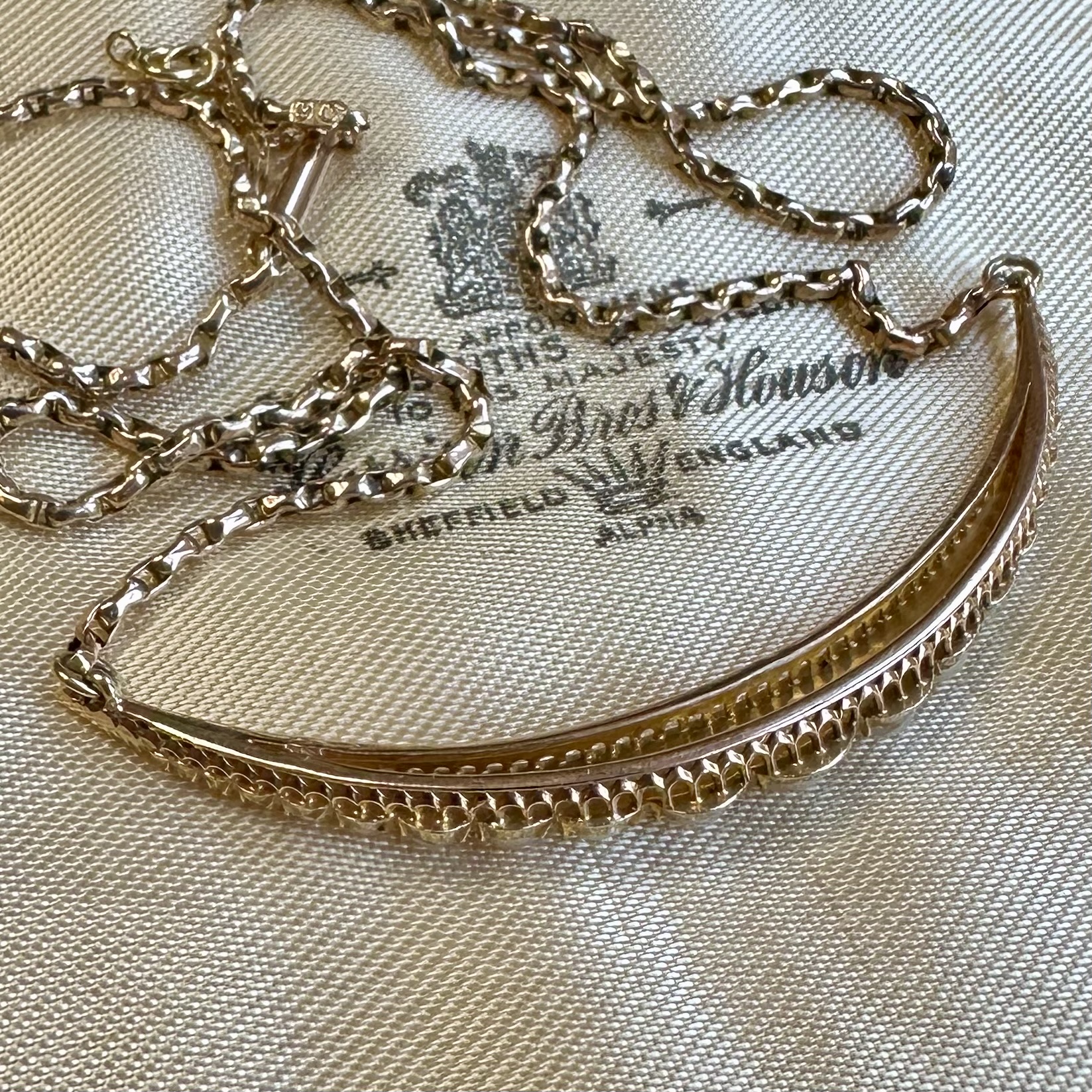 Antique 15ct Gold & Pearl Crescent Necklace - Image 11