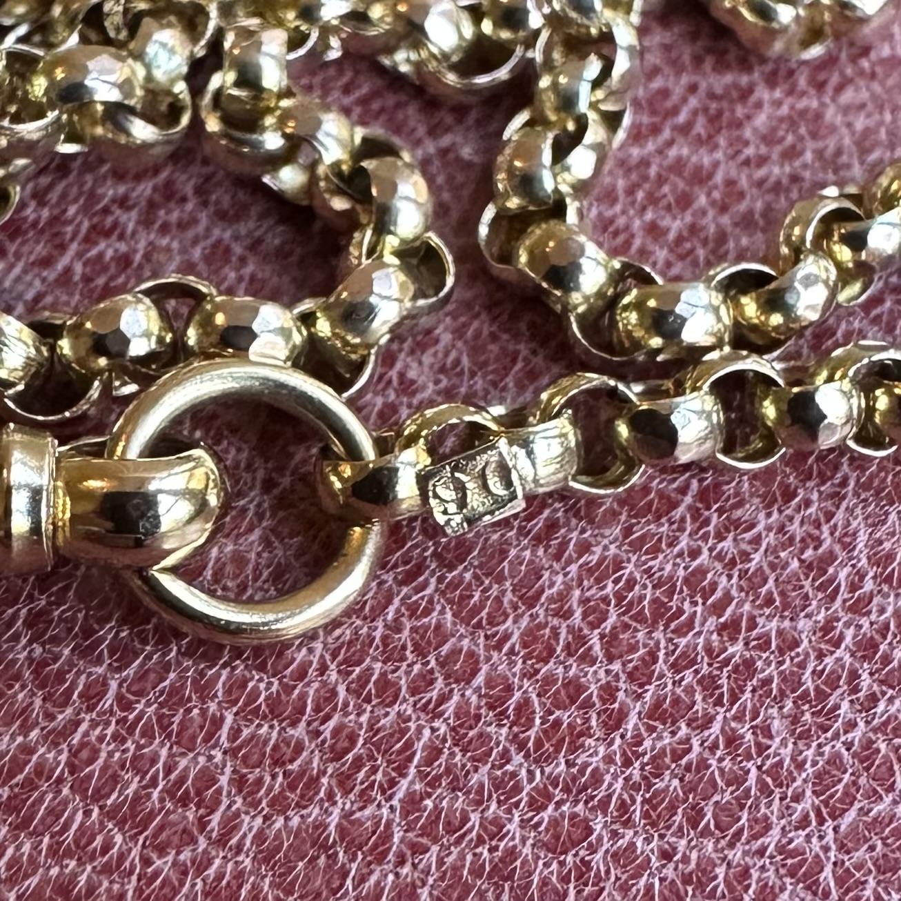 Antique 9ct Faceted Belcher Chain with Flat Edge Dog Clip - Image 5