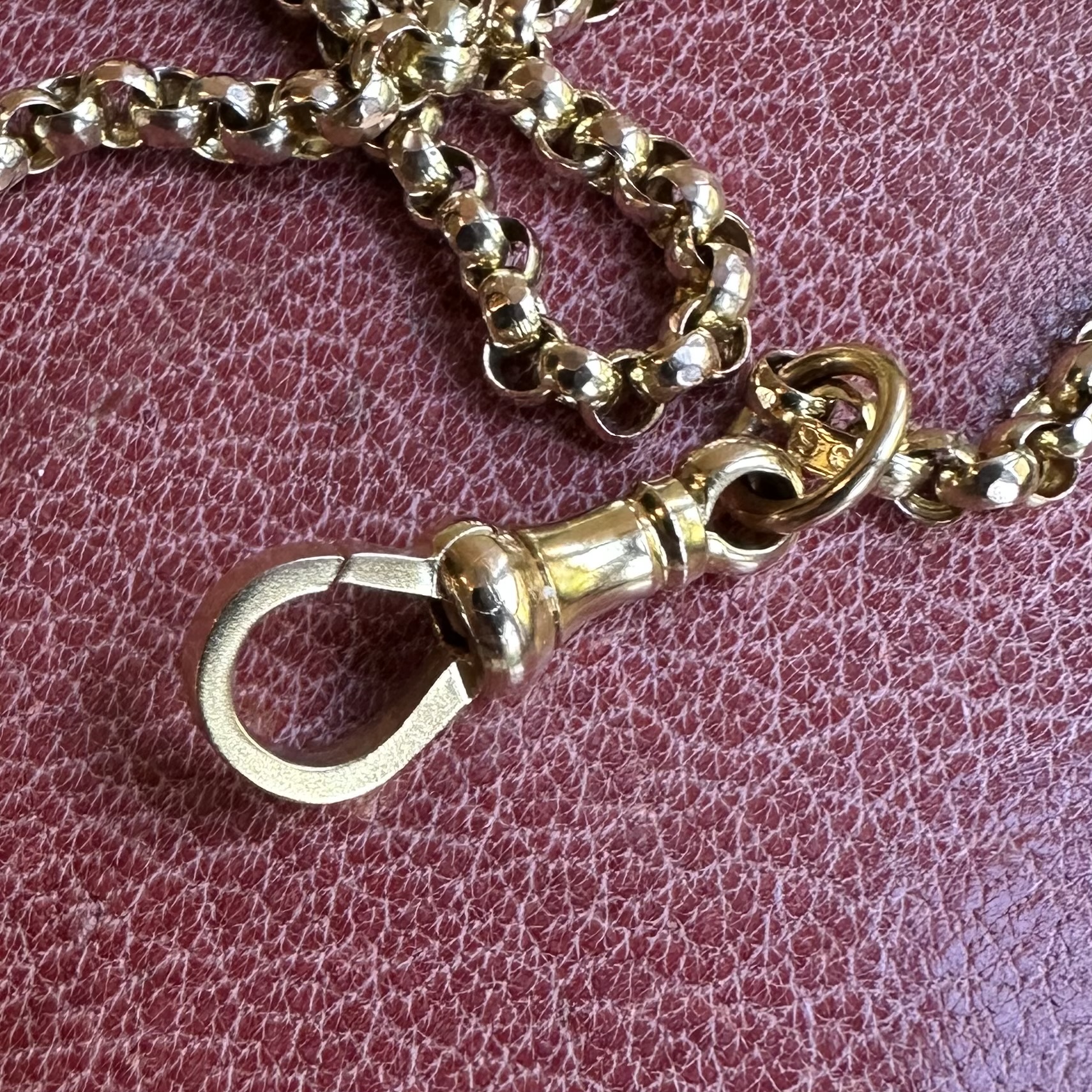 Antique 9ct Faceted Belcher Chain with Flat Edge Dog Clip - Image 4