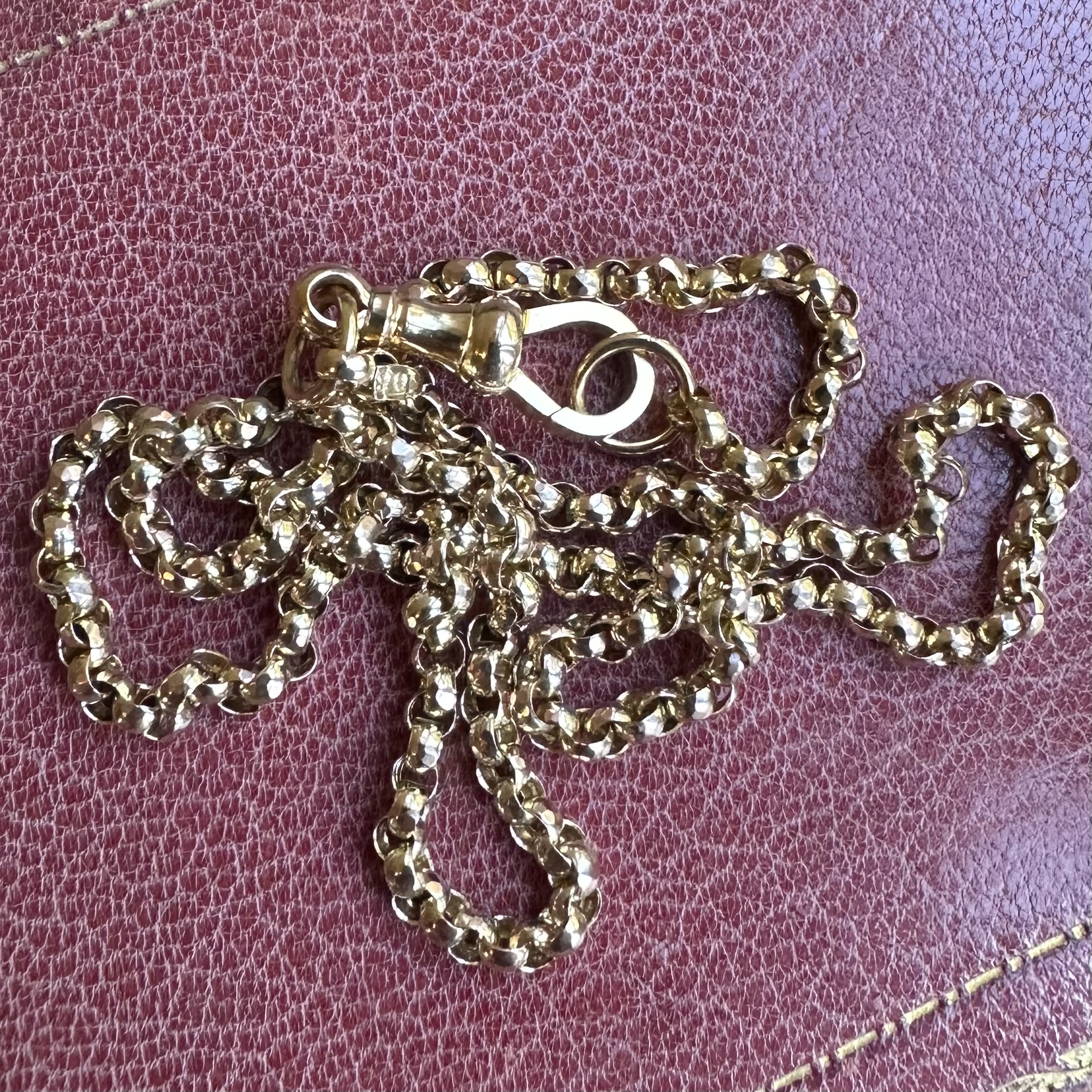 Antique 9ct Faceted Belcher Chain with Flat Edge Dog Clip - Image 6