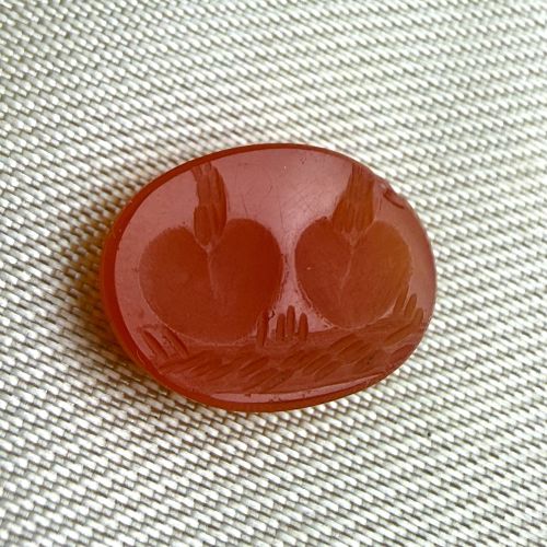 Twin Hearts Aflame Intaglio