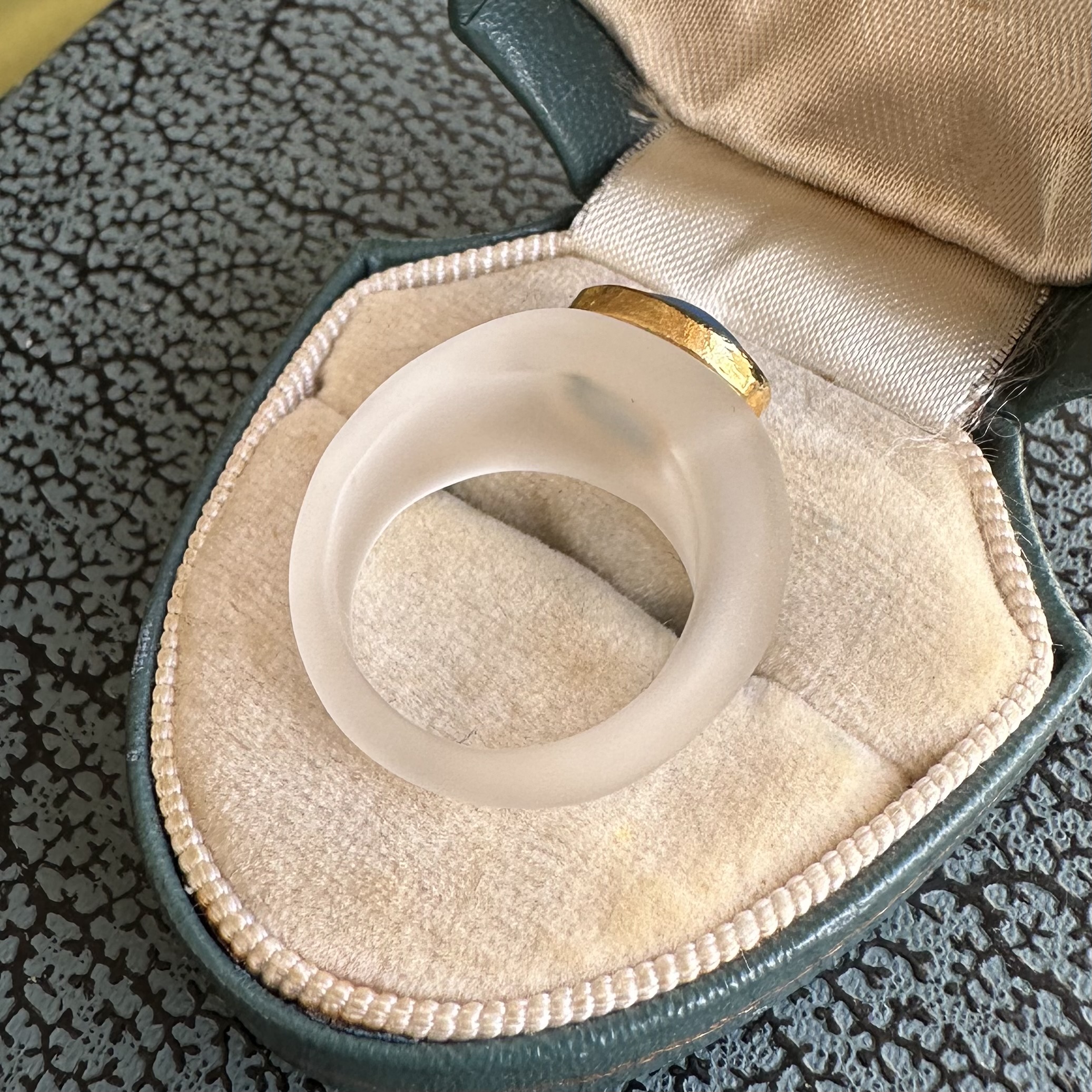 Vintage Rock Crystal & Blue Chalcedony Cabochon Ring - Image 10