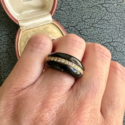 Vintage Onyx, Diamond & Gold Ring