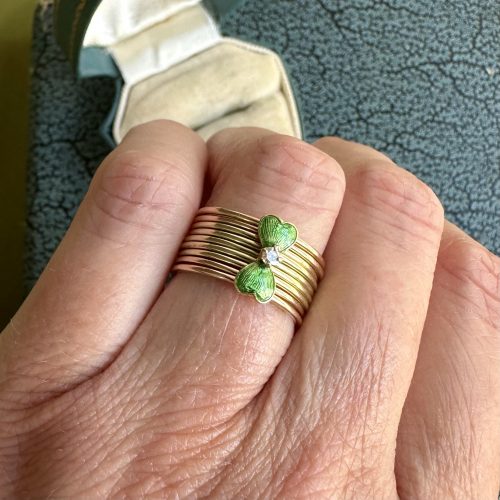 14ct Gold Enamelled Hearts Harem Ring