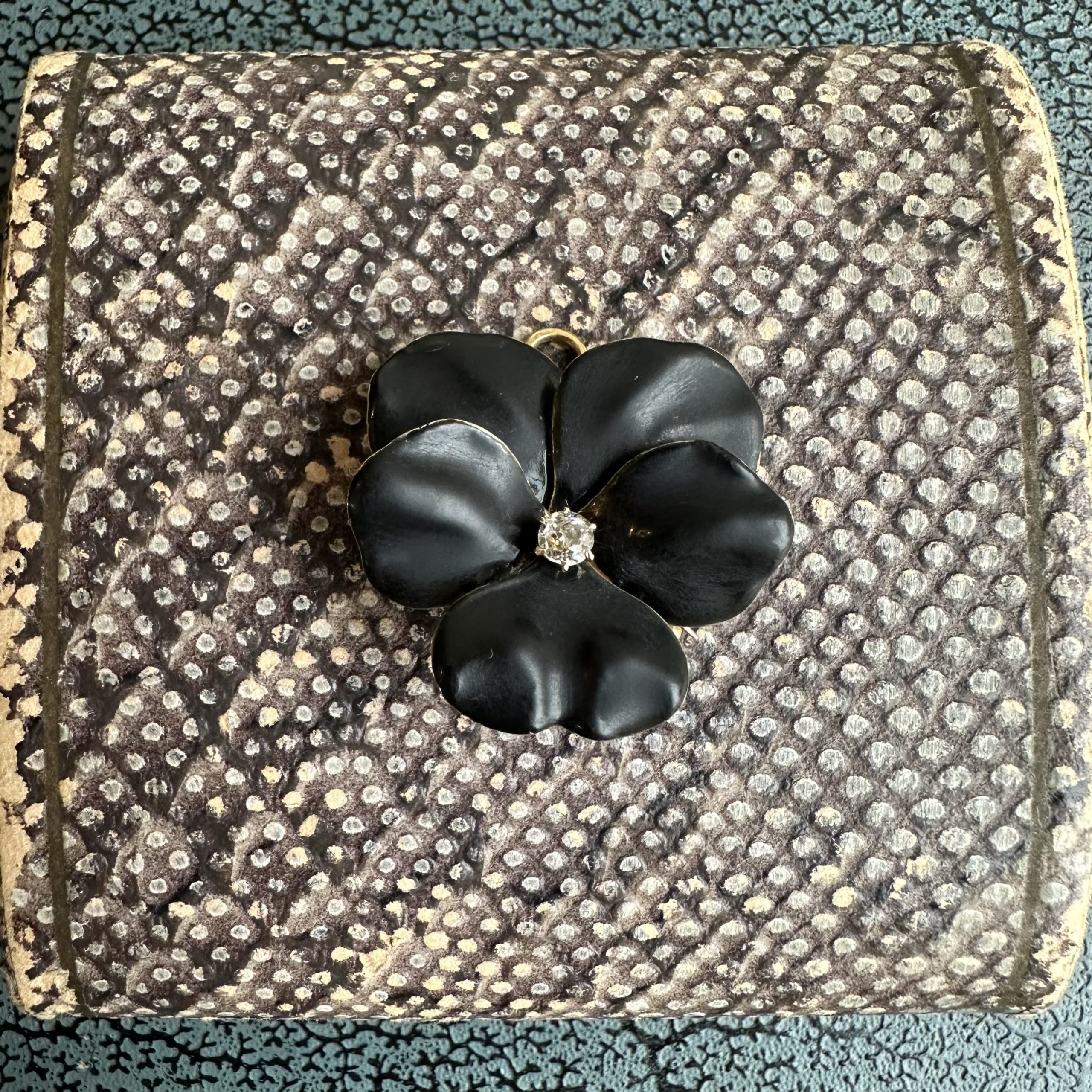 Victorian 18ct Gold Black Enamel & Diamond Pansy Brooch & Pendant - Image 5