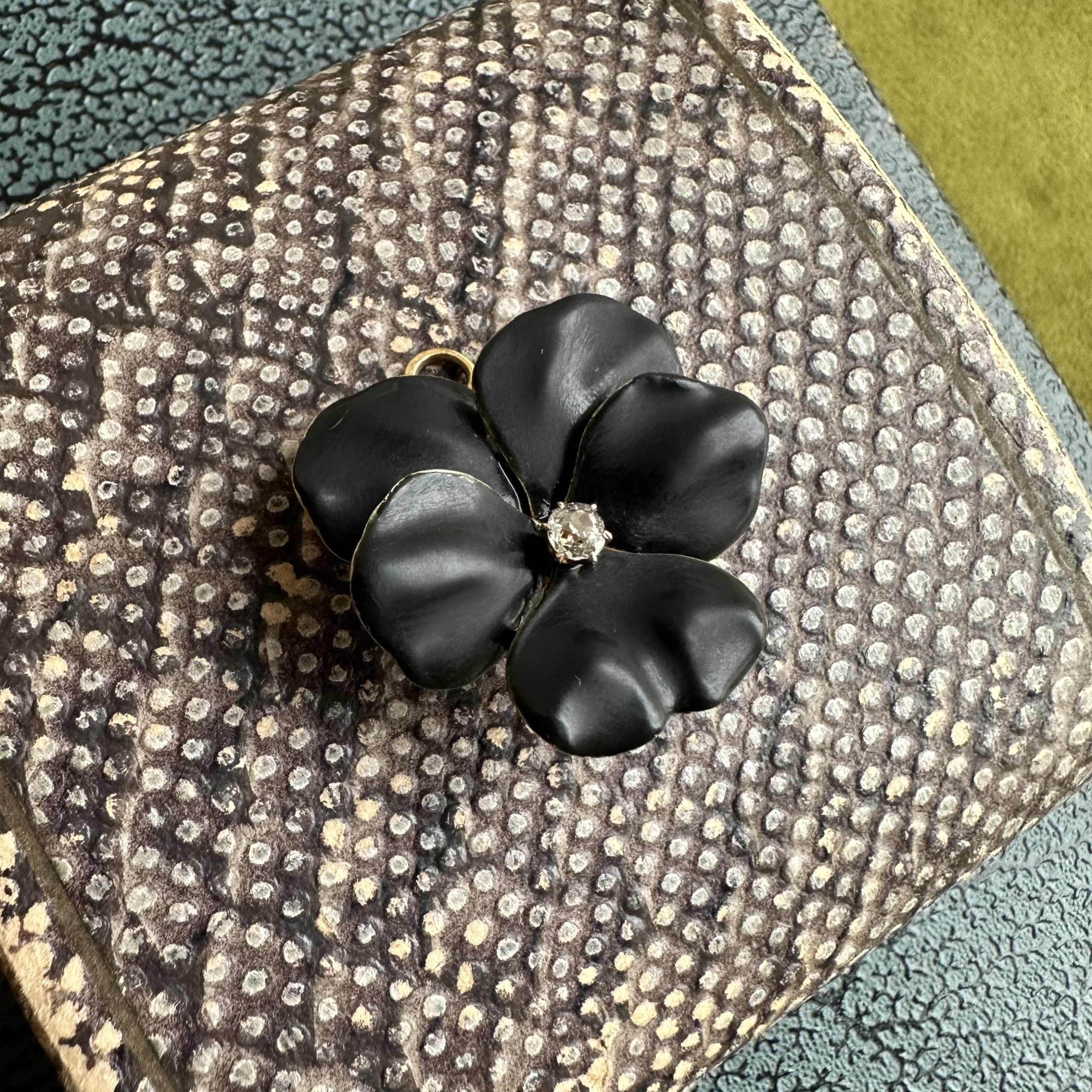 Victorian 18ct Gold Black Enamel & Diamond Pansy Brooch & Pendant - Image 6