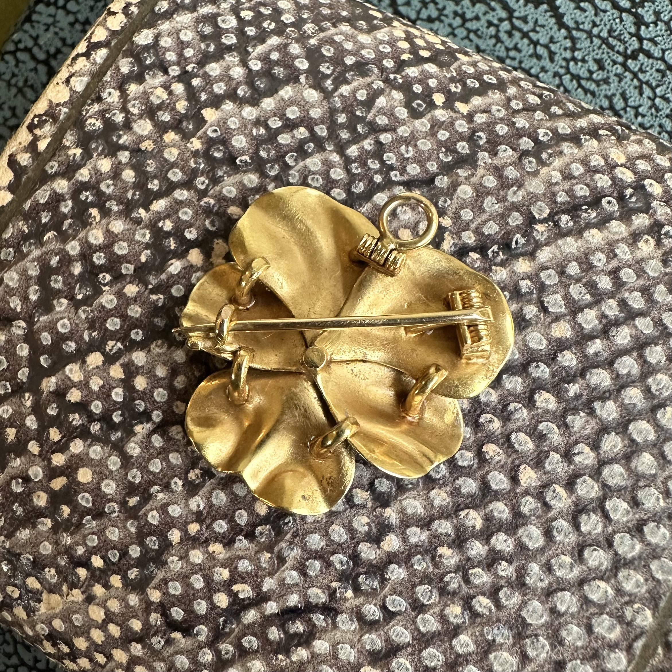 Victorian 18ct Gold Black Enamel & Diamond Pansy Brooch & Pendant - Image 10