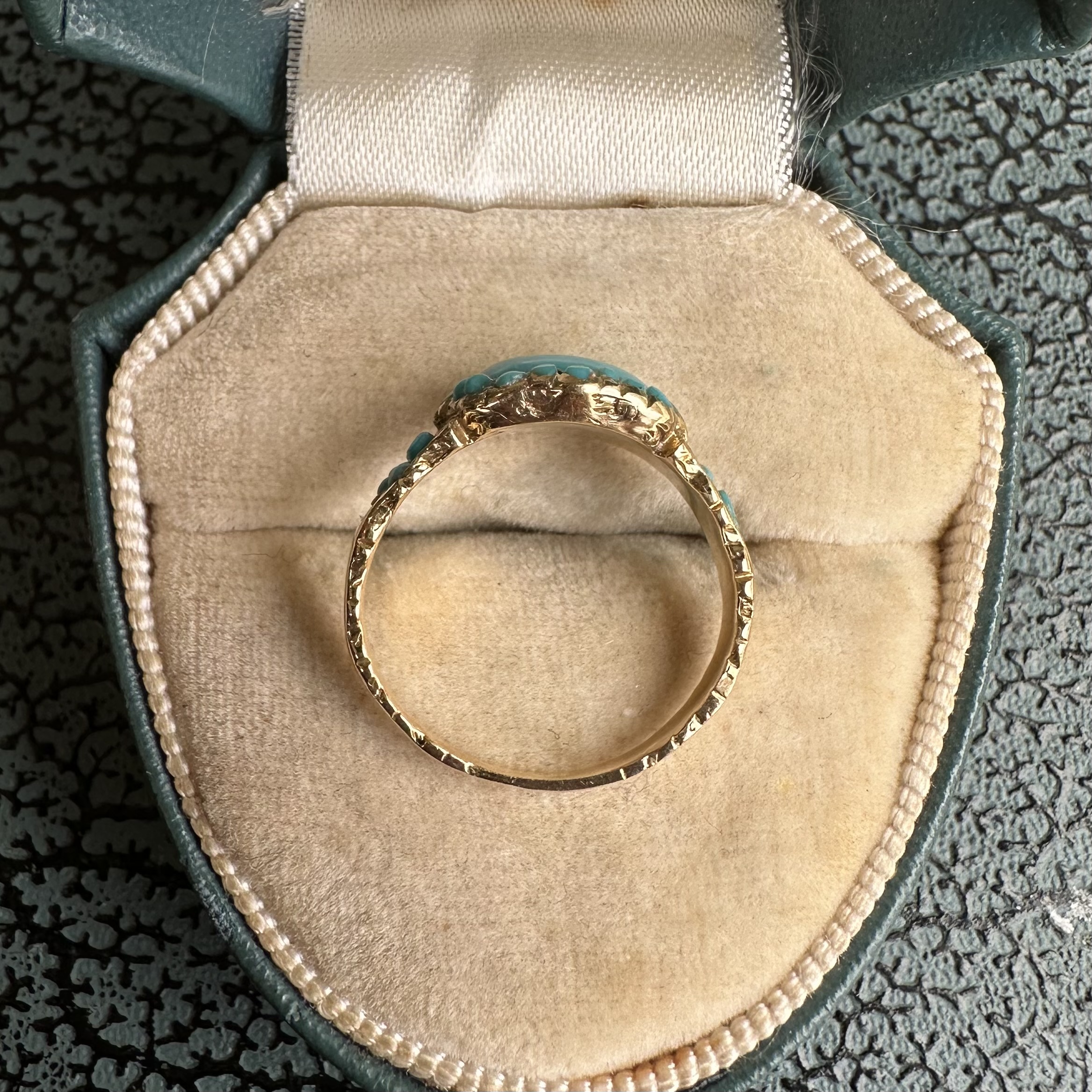 Georgian 18ct Gold & Turquoise Cabochon Forget Me Not Ring - Image 5