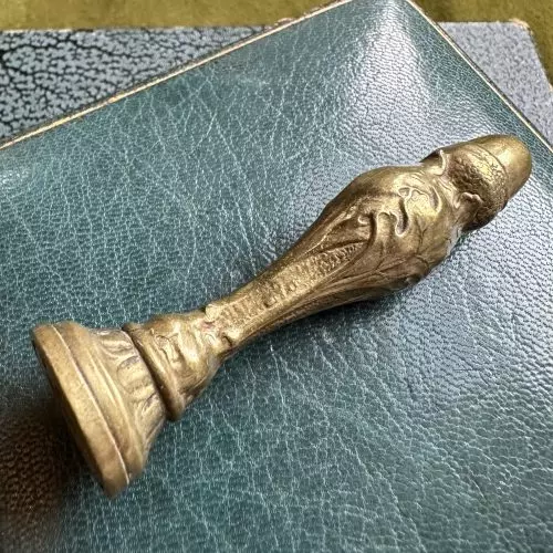 Acorn & Oak Leaf Brass Desk Seal With Initial E