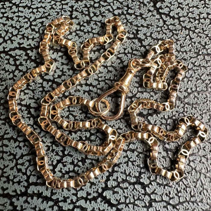 Antique 15ct Gold C-link Chain With Dog Clip Clasp - Image 6
