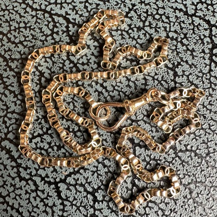 Antique 15ct Gold C-link Chain With Dog Clip Clasp - Image 7