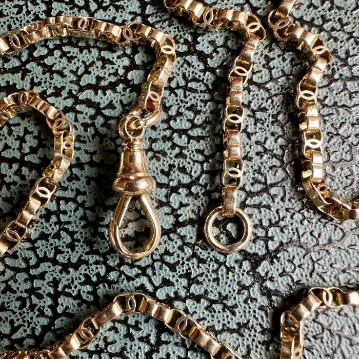 Antique 15ct Gold C-link Chain With Dog Clip Clasp - Image 5