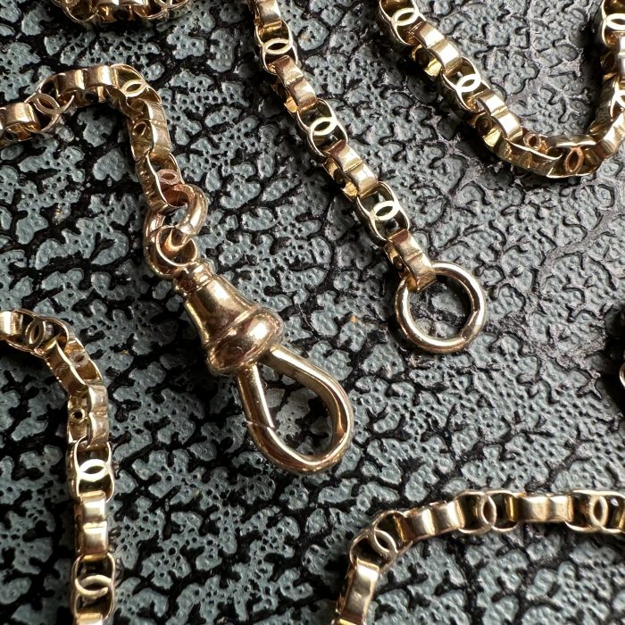 Antique 15ct Gold C-link Chain With Dog Clip Clasp - Image 6