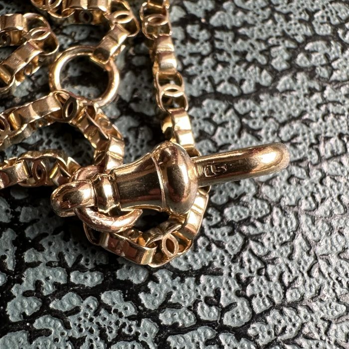 Antique 15ct Gold C-link Chain With Dog Clip Clasp - Image 7