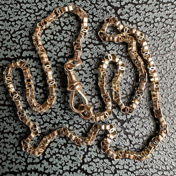 Antique 15ct Gold C-link Chain With Dog Clip Clasp - Image 8