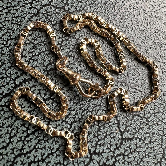 Antique 15ct Gold C-link Chain With Dog Clip Clasp - Image 9