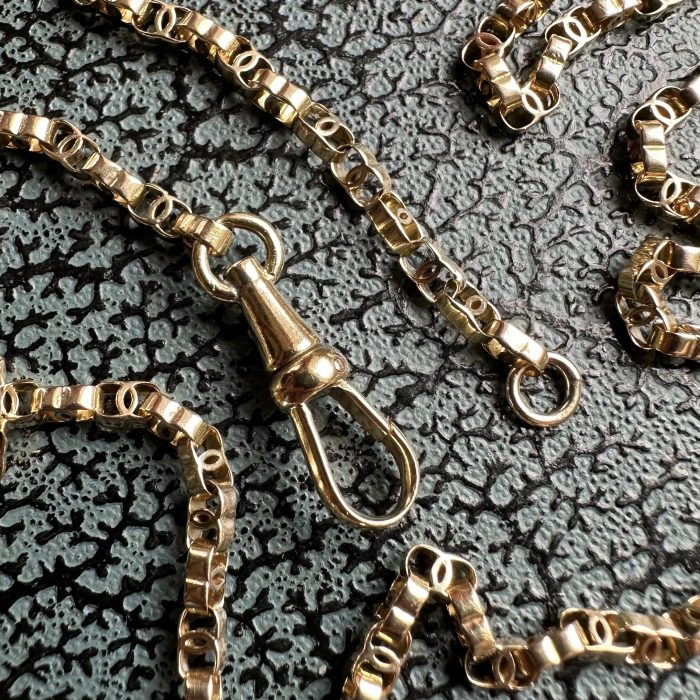 Antique 15ct Gold C-link Chain With 18ct Gold Dog Clip Clasp - Image 6