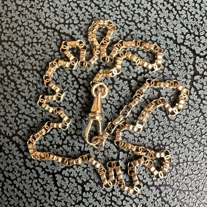Antique 15ct Gold C-link Chain With 18ct Gold Dog Clip Clasp - Image 8