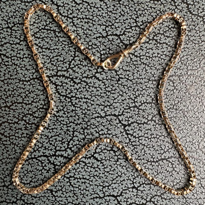Antique 15ct Gold C-link Chain With Swivelling Screw Dog Clip Clasp - Image 3