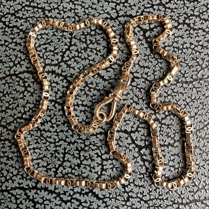 Antique 15ct Gold C-link Chain With Swivelling Screw Dog Clip Clasp - Image 5