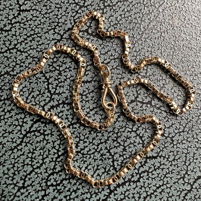 Antique 15ct Gold C-link Chain With Swivelling Screw Dog Clip Clasp - Image 6