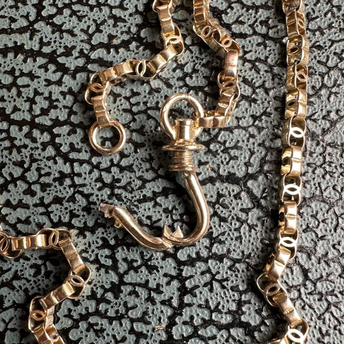 Antique 15ct Gold C-link Chain With Swivelling Screw Dog Clip Clasp - Image 9
