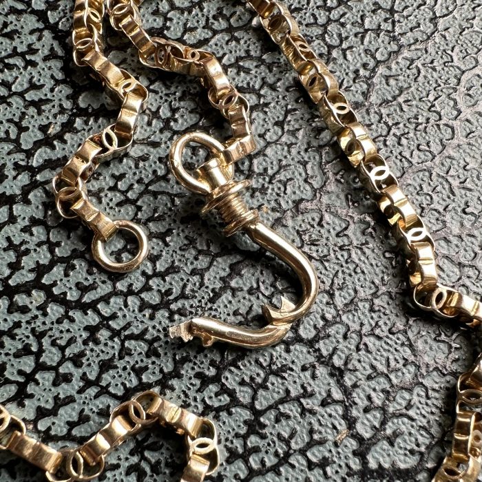 Antique 15ct Gold C-link Chain With Swivelling Screw Dog Clip Clasp - Image 10